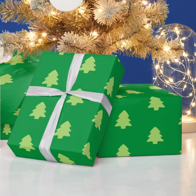 Papel De Regalo Patrón verde claro del árbol de Navidad (Vacaciones)