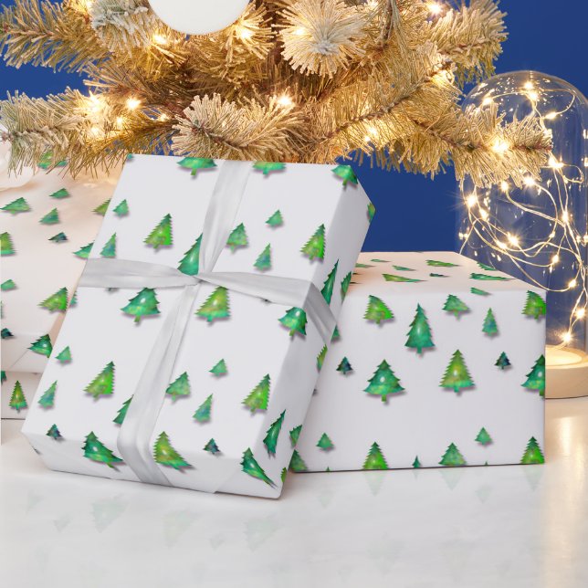 Papel De Regalo patrón verde de bosque. (Vacaciones)