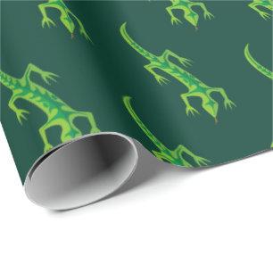Papel De Regalo Patrón verde de horizonte tribal