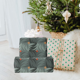 Papel De Regalo Patrón verde de los Navidades modernos