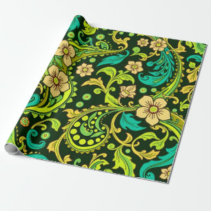 Papel De Regalo Patrón verde de paisley