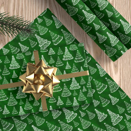 Papel De Regalo Patrón verde del patrón del árbol de Navidad clási
