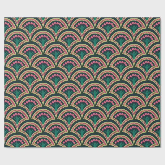 Papel De Regalo patrón verde en forma de cáscara (Superficie plana)