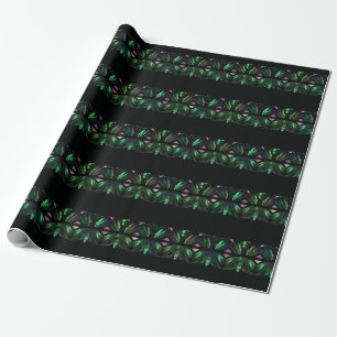 Papel De Regalo Patrón verde negro de cristal de pavo real a rayas