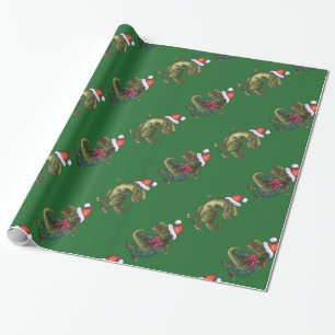 Papel De Regalo Patrón verde TRex festivo