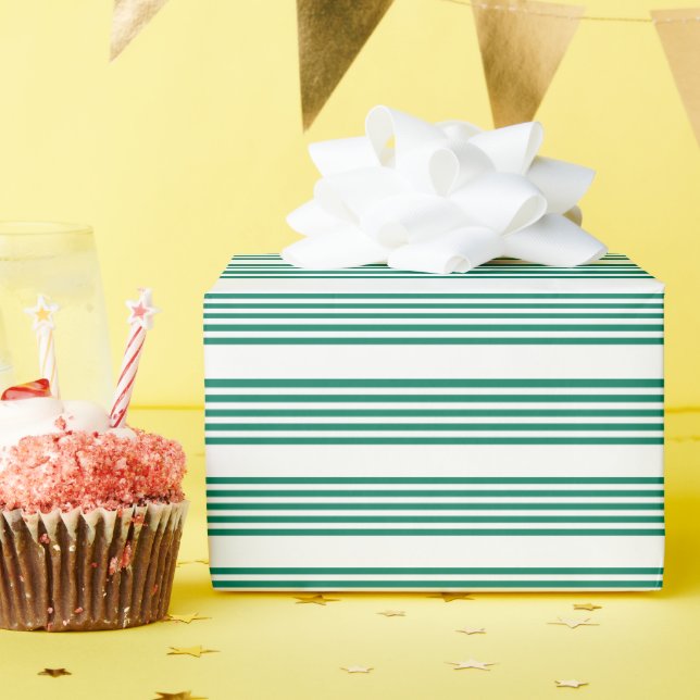 Papel De Regalo Patrón verde y blanco de cinco rayas (Fiesta de cumpleaños )