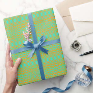 Papel De Regalo Patrón verde y naranja brillante
