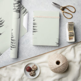 Papel De Regalo Patrón vintage de árboles negros de Navidad