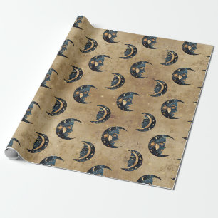 Papel De Regalo Patrón vintage de astrología de luna y estrellas