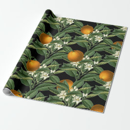 Papel De Regalo Patrón Vintage de Naranja botánico Fruit Blossom
