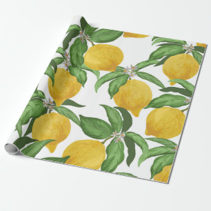Papel De Regalo Patrón vintage sin fisuras de limón. Bac de frutas