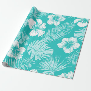 Papel De Regalo Patrón vintage sin foco con hojas de p tropical