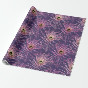 Papel De Regalo Patrón violento de plumas de pavo real del pavo re