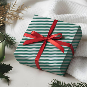 Papel De Regalo Patrón Wavy Modern Minimal de rayas verdes y blanc