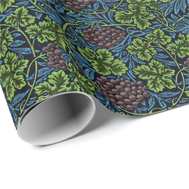 Papel De Regalo Patrón William Morris, Vine en azul (Esquina del rollo)