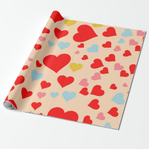 Papel De Regalo Patrón Y2K de corazón simple de color azul rosado 