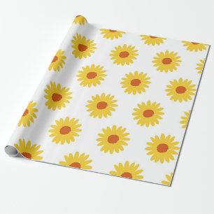Papel De Regalo Patrón Y2K retro de Bonito de girasol amarillo