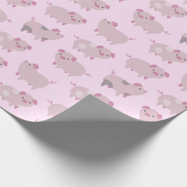 Papel De Regalo Patrón y puntos de pequeños lechones rosados