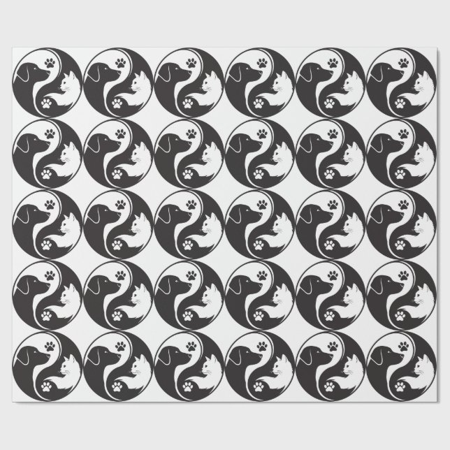 Papel de Regalo Patrón Yin Yang Armonía de Mascota (Superficie plana)