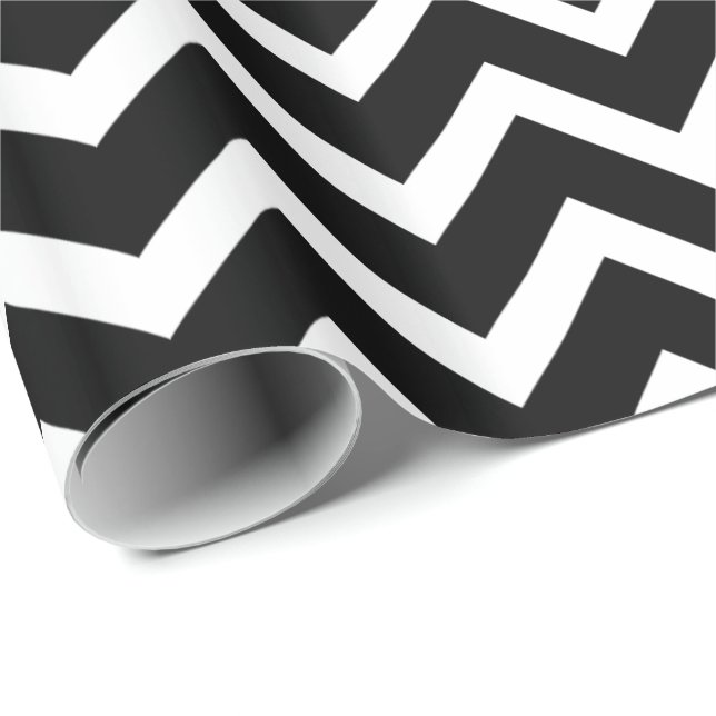 Papel De Regalo Patrón Zigzag de cheurón negro y blanco (Esquina del rollo)