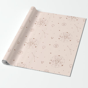 Papel De Regalo Patrón Zodiaco Tauro en Marrón y Burdeos