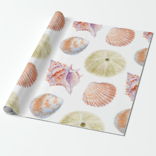 Papel De Regalo Patrona marina sin costura de las conchas marinas.