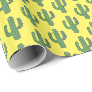 Papel De Regalo Patroneado Día de los Muertos Cactus Feliz