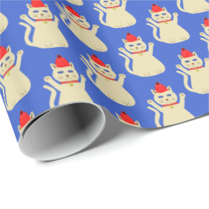 Papel De Regalo Patronear un gato de Navidades cutáneos