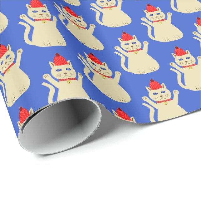 Papel De Regalo Patronear un gato de Navidades cutáneos (Esquina del rollo)