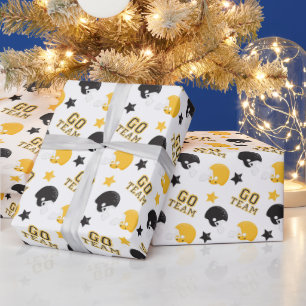 Papel De Regalo Patrones amarillos y negros de fútbol americano