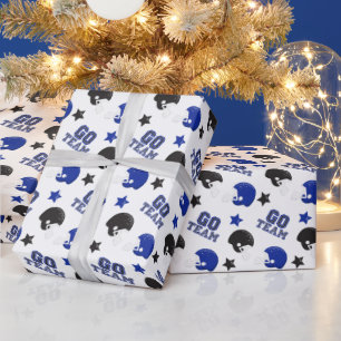 Papel De Regalo Patrones azul y negro del fútbol americano