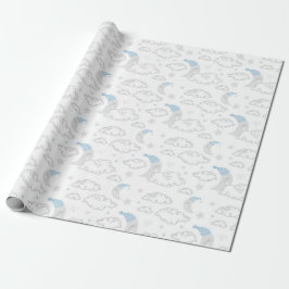 Papel De Regalo Patrones Baby Shower de Luna y Nubes Durmientes