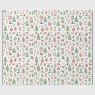 Papel De Regalo Patrones continuos de Navidad en acuarela