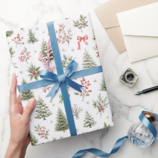 Papel De Regalo Patrones continuos de Navidad en acuarela