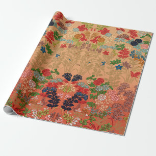 Papel De Regalo Patrones de abanico de flores japonesas antiguas d