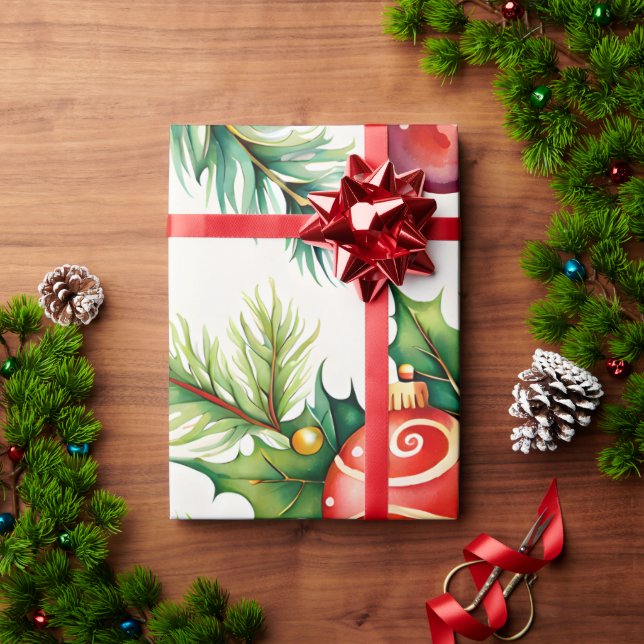 Papel De Regalo Patrones de adornos navideños festivos (Regalo de vacaciones)