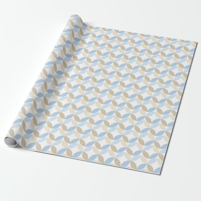 PAPEL DE REGALO PATRONES DE AZUL TAN BROWN (Desenrollado)