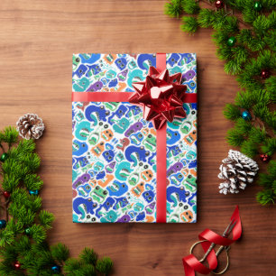 Papel De Regalo Patrones de caras de monstruos coloridos lindos