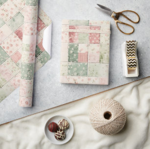 Papel De Regalo Patrones de colcha floral rosa menta occidental