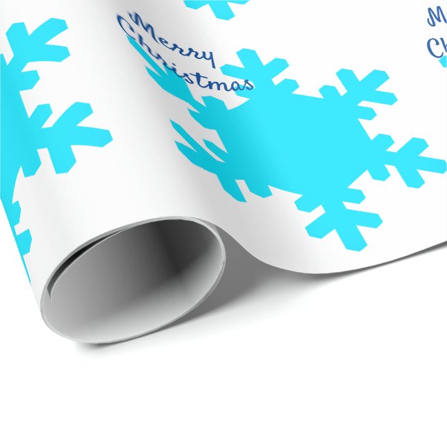 Papel De Regalo Patrones de copos de nieve Blue White Merry Navida (Esquina del rollo)