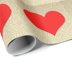 Papel De Regalo Patrones de Corazón Rojo Boda Dorado Glitter Moder