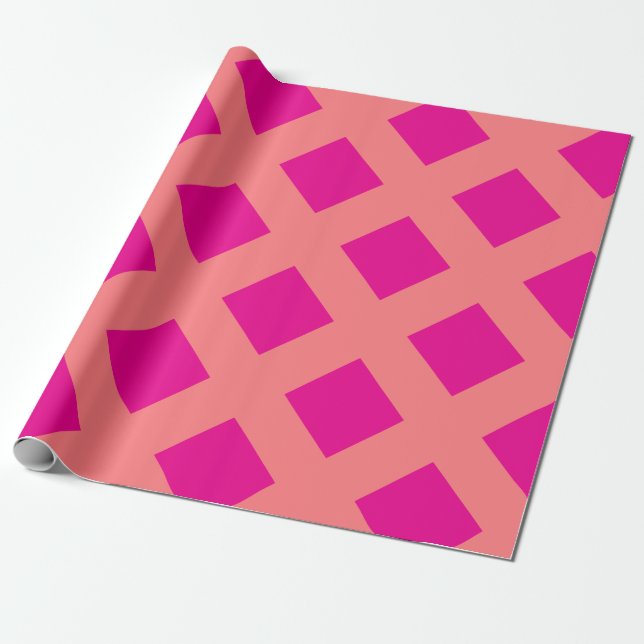 Papel De Regalo Patrones de cuadros naranja rosa caliente Boho col (Desenrollado)