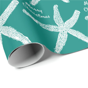 Papel De Regalo Patrones de estrellas de pescado oscuro Verde azul