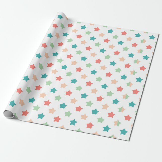 Papel De Regalo Patrones de estrellas: Delicia Roja, Verde, Azul y (Desenrollado)