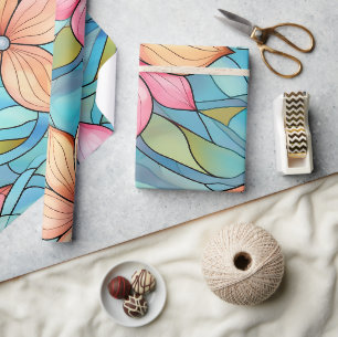 Papel De Regalo Patrones de flor de la ventana de cristal con manc