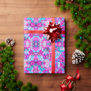 Papel De Regalo Patrones de flores rosadas azules lindas