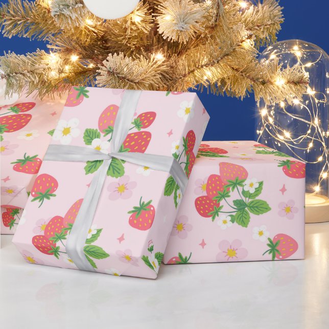 Papel De Regalo Patrones de Fresa (Vacaciones)