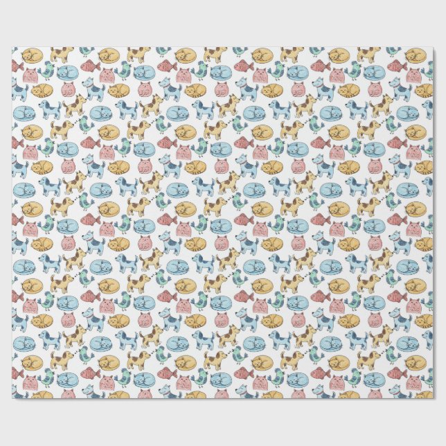 Papel De Regalo patrones de mascotas (Superficie plana)
