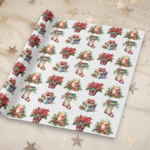 Papel De Regalo Patrones de Navidades de acuarela
