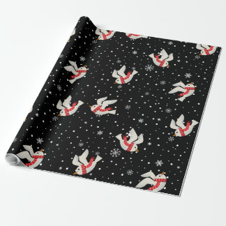Papel De Regalo Patrones de Navidades de la nieve y las aves